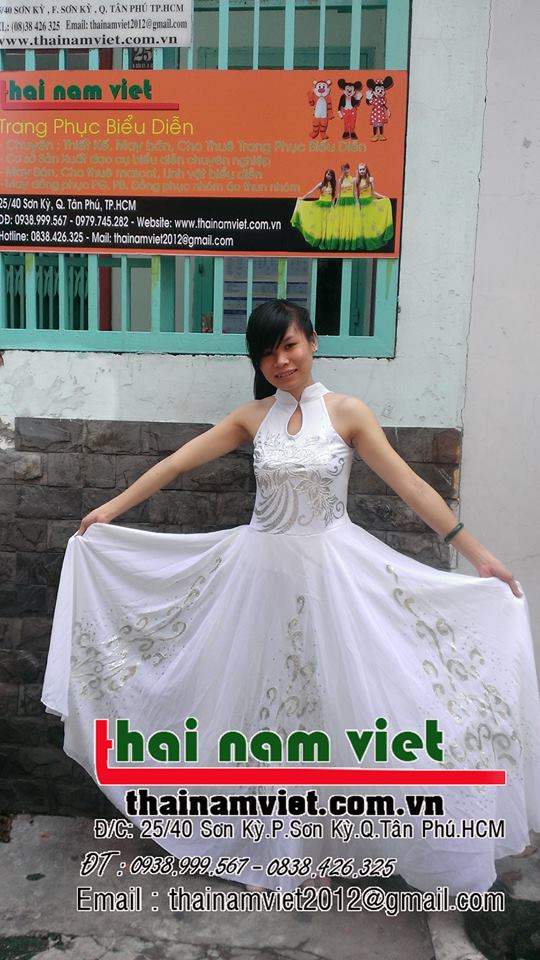 Cho thuê Váy múa xanh trắng hoa đào  Trang phục Hoa Mai