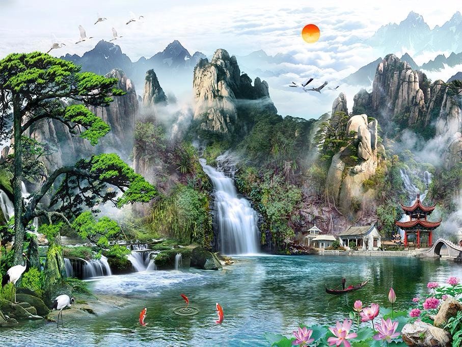 Gạch Tranh Phong Cảnh Thiên Nhiên 3D