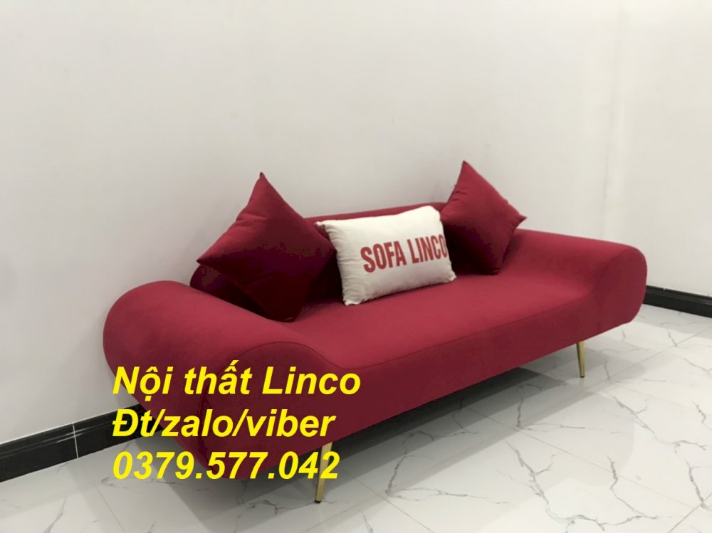 Bộ Bàn Ghế Sofa Thuyền Băng Dài 2M Màu Đỏ Đô Vải Nhung Giá Rẻ Đẹp Nội Thất Linco Cần Thơ