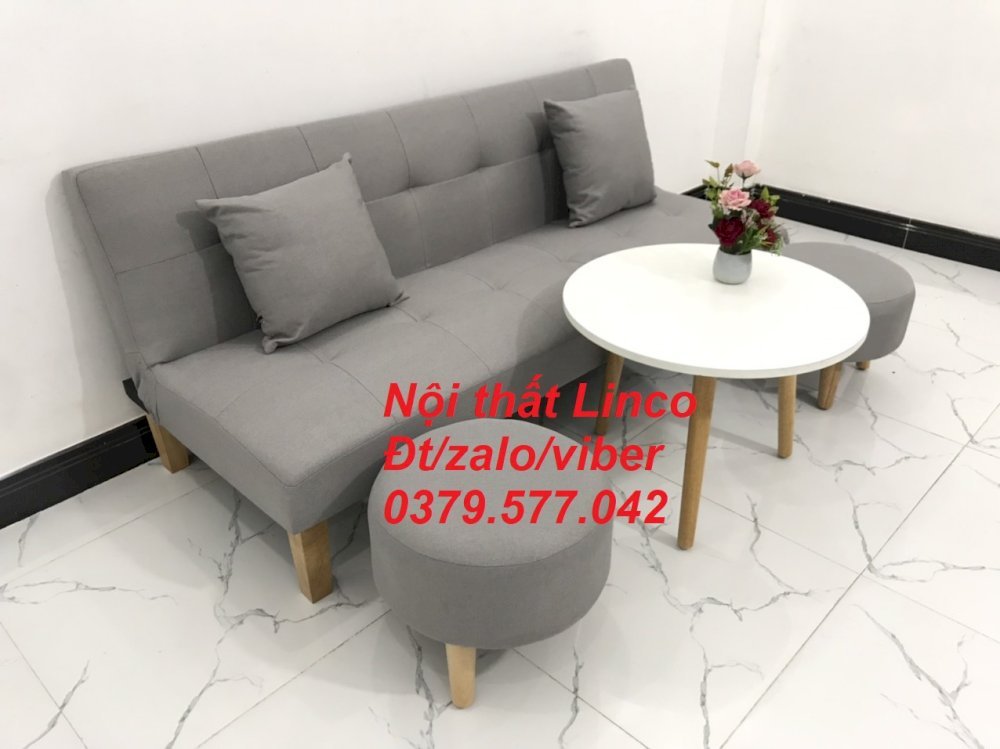 Bộ Bàn Ghế Sofa Bed Đẹp , Sofa Giường Xám Trắng Ghi Tro Bạc Giá Rẻ Nội Thất Linco Tây Ninh