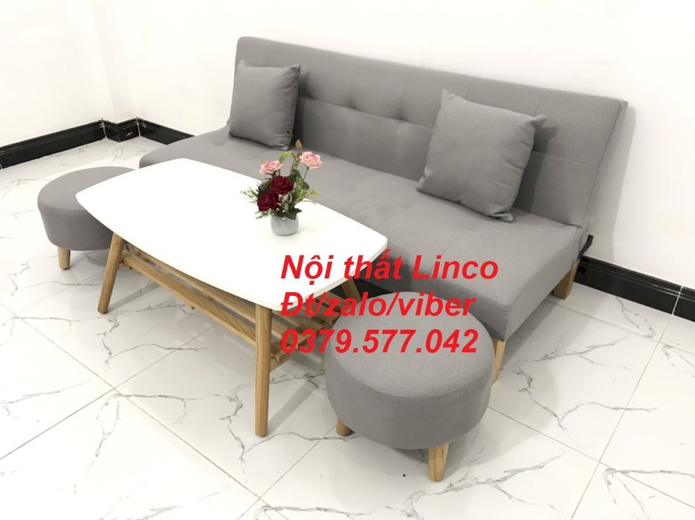 Bộ Bàn Ghế Sofa Bed Đẹp , Sofa Giường Xám Trắng Ghi Tro Bạc Giá Rẻ Nội Thất Linco Tây Ninh