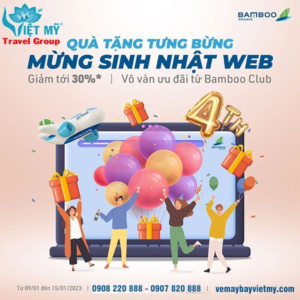 Mừng sinh nhật web Bamboo giảm tới 30% giá vé