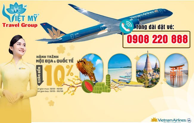 Vietnam Airlines giảm 10% giá vé máy bay trong nước và quốc tế