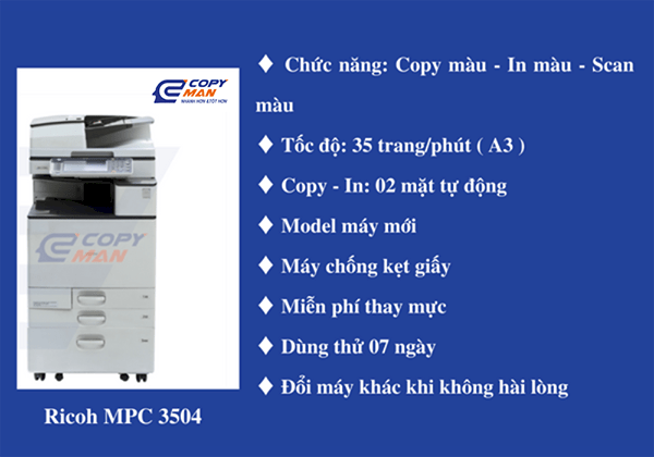 CHO THUÊ MÁY PHOTOCOPY RICOH AFICIO MPC 3504