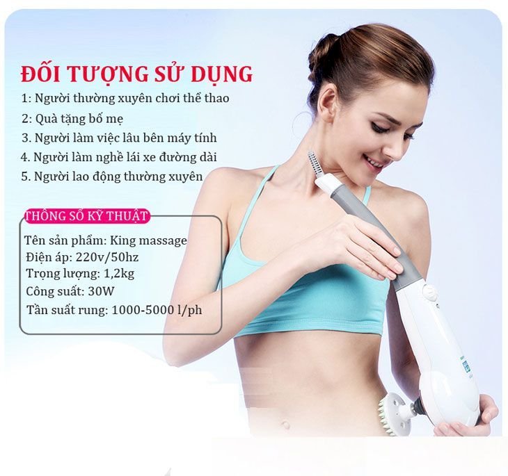 Máy mát xa cầm tay 7 đầu King đấm lưng thư giãn giảm đau