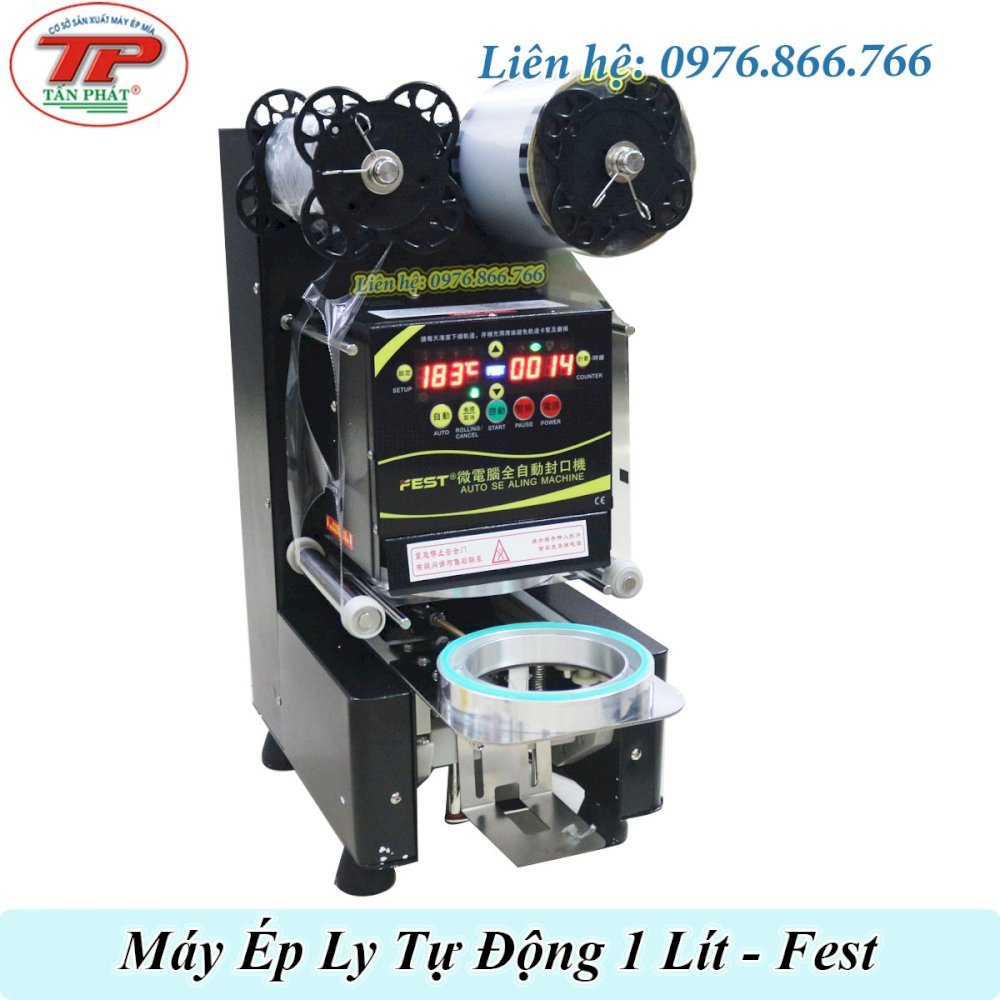 MÁY ÉP LY TỰ ĐỘNG 1 LÍT FEST CHÍNH HÃNG, MÁY DẬP NẮP LY TRÀ SỮA KHỔNG LỒ 1000ml 