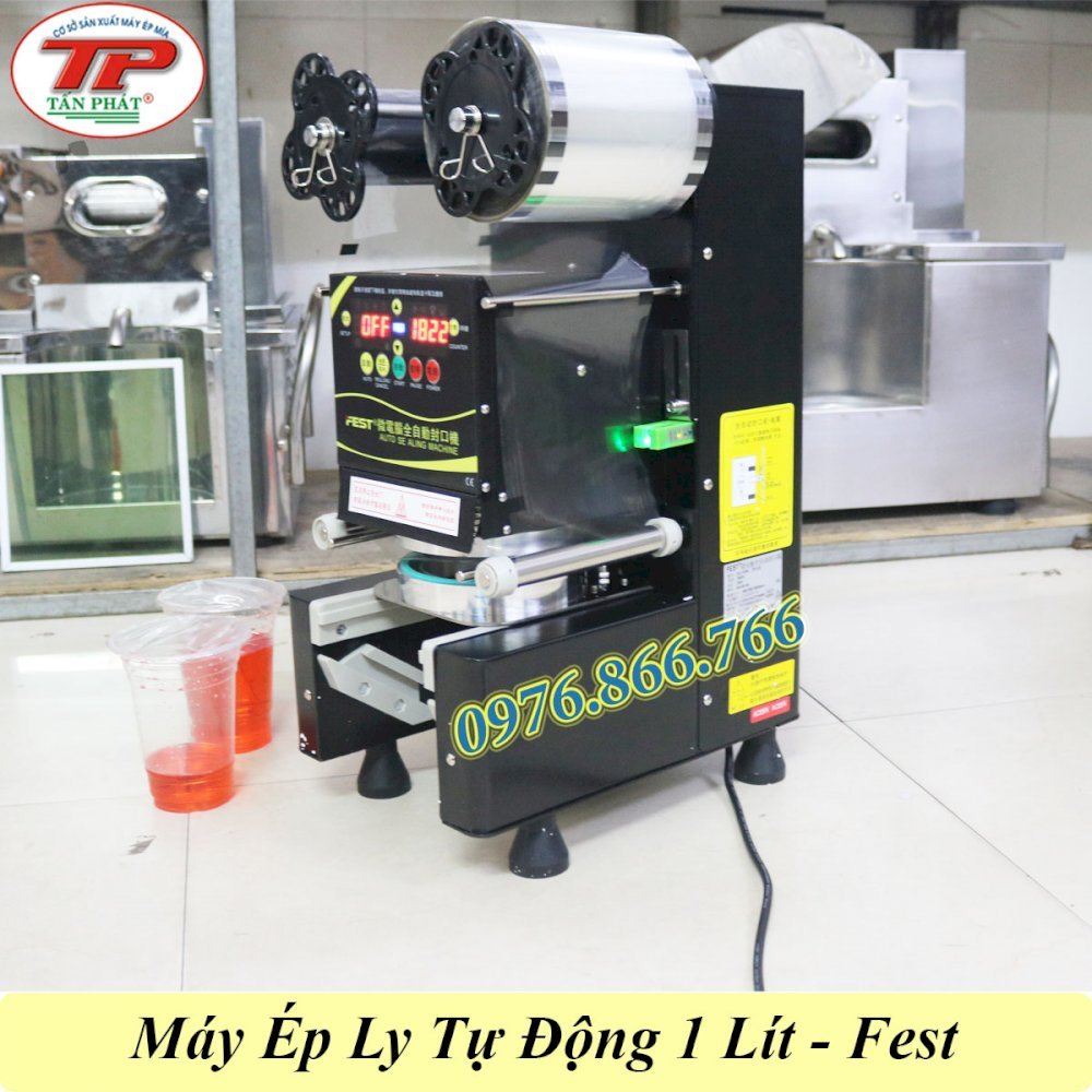 MÁY ÉP LY TỰ ĐỘNG 1 LÍT FEST CHÍNH HÃNG, MÁY DẬP NẮP LY TRÀ SỮA KHỔNG LỒ 1000ml 