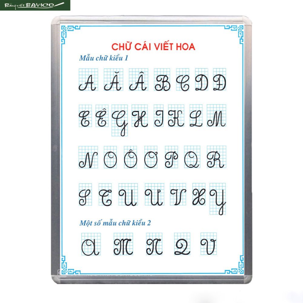Bảng chữ cái mẫu viết thường và viết hoa tiểu học
