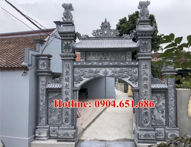 Mẫu cổng đá đẹp nhà thờ họ, nhà thờ tộc, nhà từ đường lắp đặt tại Lạng Sơn
