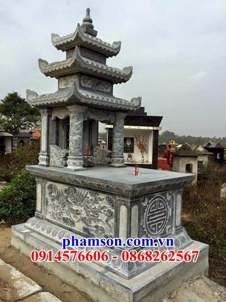 12 Mộ mồ mả gia đình dòng họ ông bà bố mẹ ba mái bằng đá ninh bình đẹp bán tại Điện Biên
