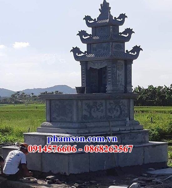 12 Mộ mồ mả gia đình dòng họ ông bà bố mẹ ba mái bằng đá thanh hóa đẹp bán tại Điện Biên