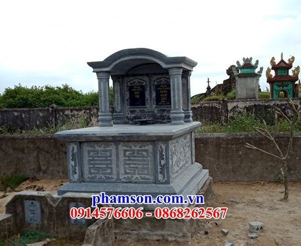 06 Mẫu mộ đá đôi gia đình dòng họ ông bà bố cha ba mẹ đẹp bán tại Bắc Giang