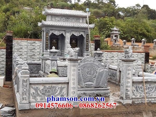 06 Mẫu mộ đá xanh đôi gia đình dòng họ ông bà bố cha ba mẹ hai ba bốn năm ngôi liền nhau đẹp bán tại Bắc Giang