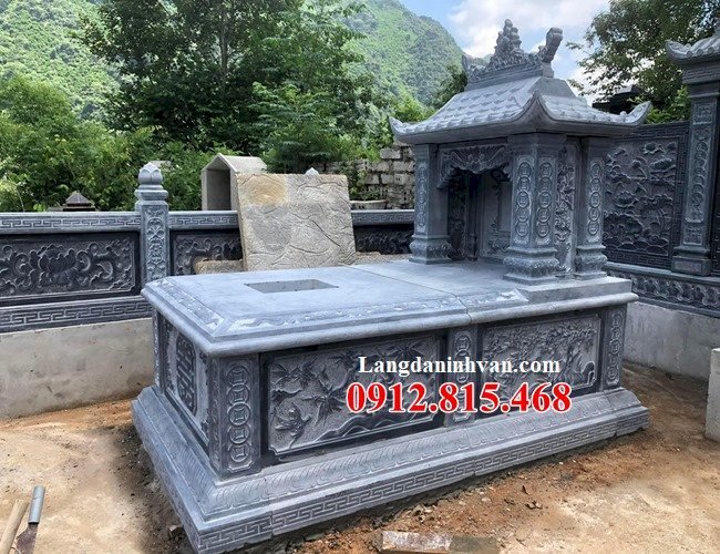 Mẫu mộ đá đẹp bán tại Vĩnh Phúc thiết kế xây một mái, một đạo chuẩn phong thủy