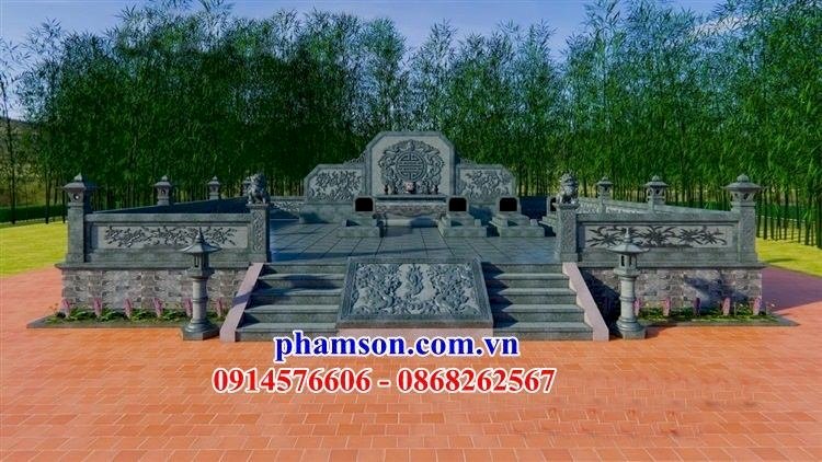 Mẫu thiết kế 3D khu mộ đá xanh rêu cao cấp Thanh Hóa đẹp tại Trà Vinh