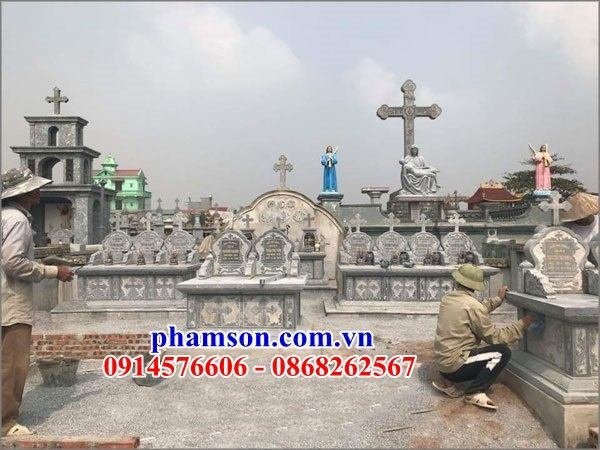 55 Mộ đá ninh bình nghĩa trang gia khu lăng mồ mả gia đình dòng họ ông bà bố mẹ công giáo đạo thiên chúa đẹp bán tại Lạng Sơn