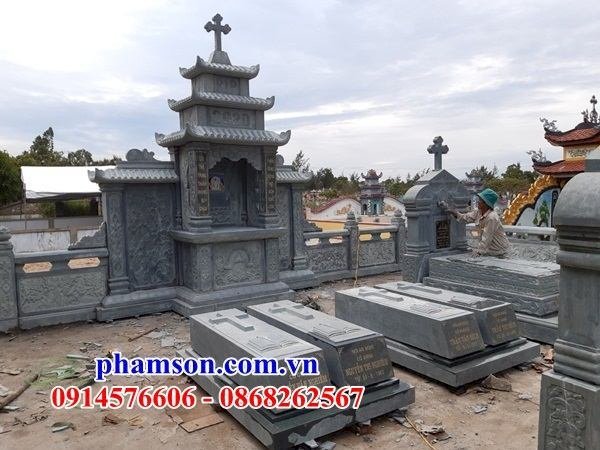 25 Mẫu mộ đạo thiên chúa công giáo đẹp làm bằng đá xanh ninh bình tại bắc giang