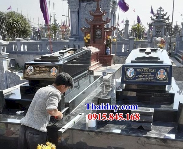 Nghĩa trang gia đình đạo thiên chúa công giáo bằng đá granite kim sa đẹp thiết kế đơn giản