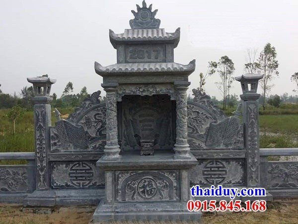 Cây hương thờ chung nghĩa trang gia đình dòng họ bằng đá xanh thiết kế hiện đại đẹp