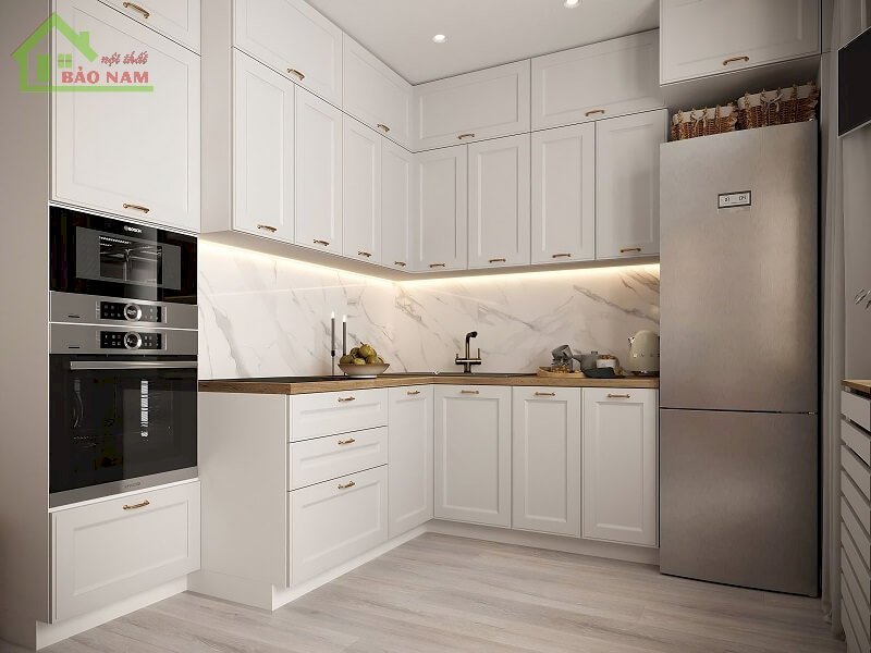 Tủ bếp shaker giúp tạo điểm nhấn cho không gian nhà bếp