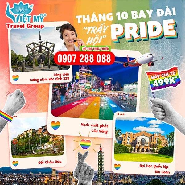 Tháng 10 bay Đài "Trẩy hội" PRIDE chỉ từ 68K