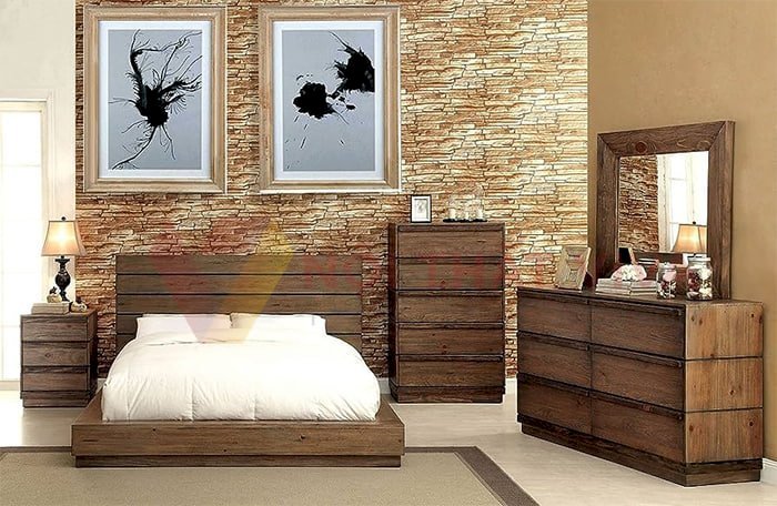 Combo phòng ngủ gỗ tự nhiên đẹp, thể hiện đẳng cấp, gu thẩm mỹ tinh tế của gia chủ.