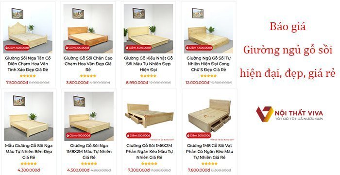 Giá giường ngủ gỗ sồi giá rẻ từ 3 triệu đến 9 triệu đồng.