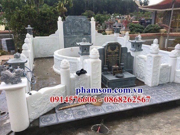 53 Nghĩa trang khu lăng mộ nghĩa trang gia đình dòng họ gia tộc tổ tiên ông bà bố mẹ bằng đá trắng đẹp bán tại Bình Dương