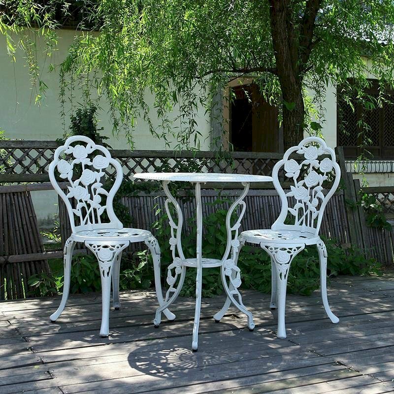 Bộ bàn ghế sân vườn bàn ghế nhôm đúc BG2105002 màu trắng