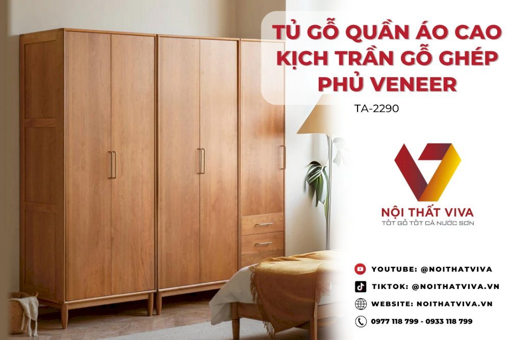 Tủ Đựng Quần Áo Bằng Gỗ Sồi Kiểu Chân Cao 5 Cánh Cao Cấp Hiện Đại