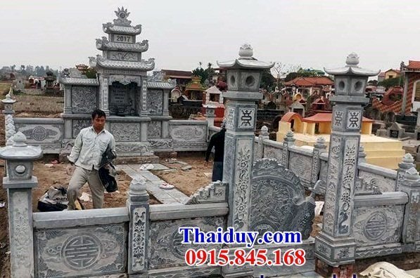 Tường hàng rào lan can đá liền khối hiện đại cao cấp nghĩa trang dòng họ đẹp Sóc Trăng