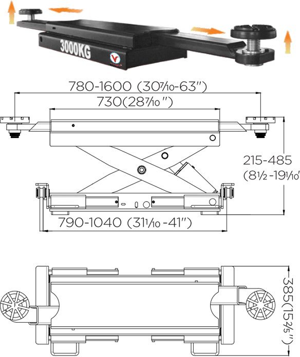 Kích phụ 3 tấn cầu nâng 4 trụ KPFL5500