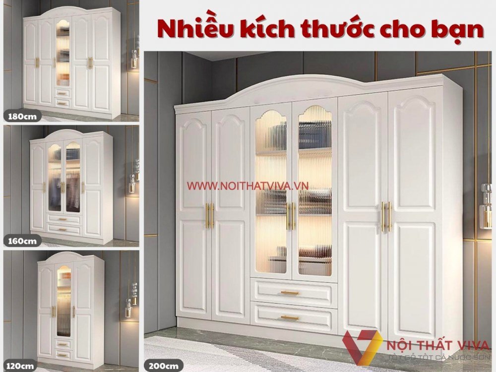 Tủ Quần Áo Khung Gỗ Phối Kính Phong Cách Hiện Đại