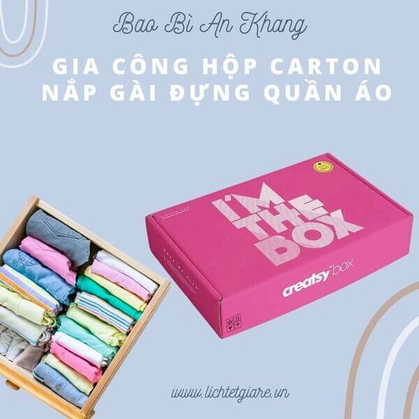 Gia công hộp carton nắp gài đựng quần áo