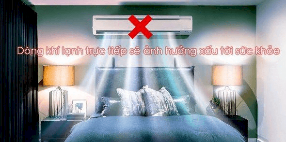 Bạn sẽ dễ bị cảm, đau đầu nếu lắp máy lạnh ngay trên đầu giường ngủ