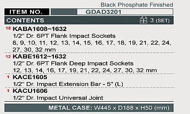 Bộ đầu tuýp đen 1/2 inch 32 món toptul GDAD3201