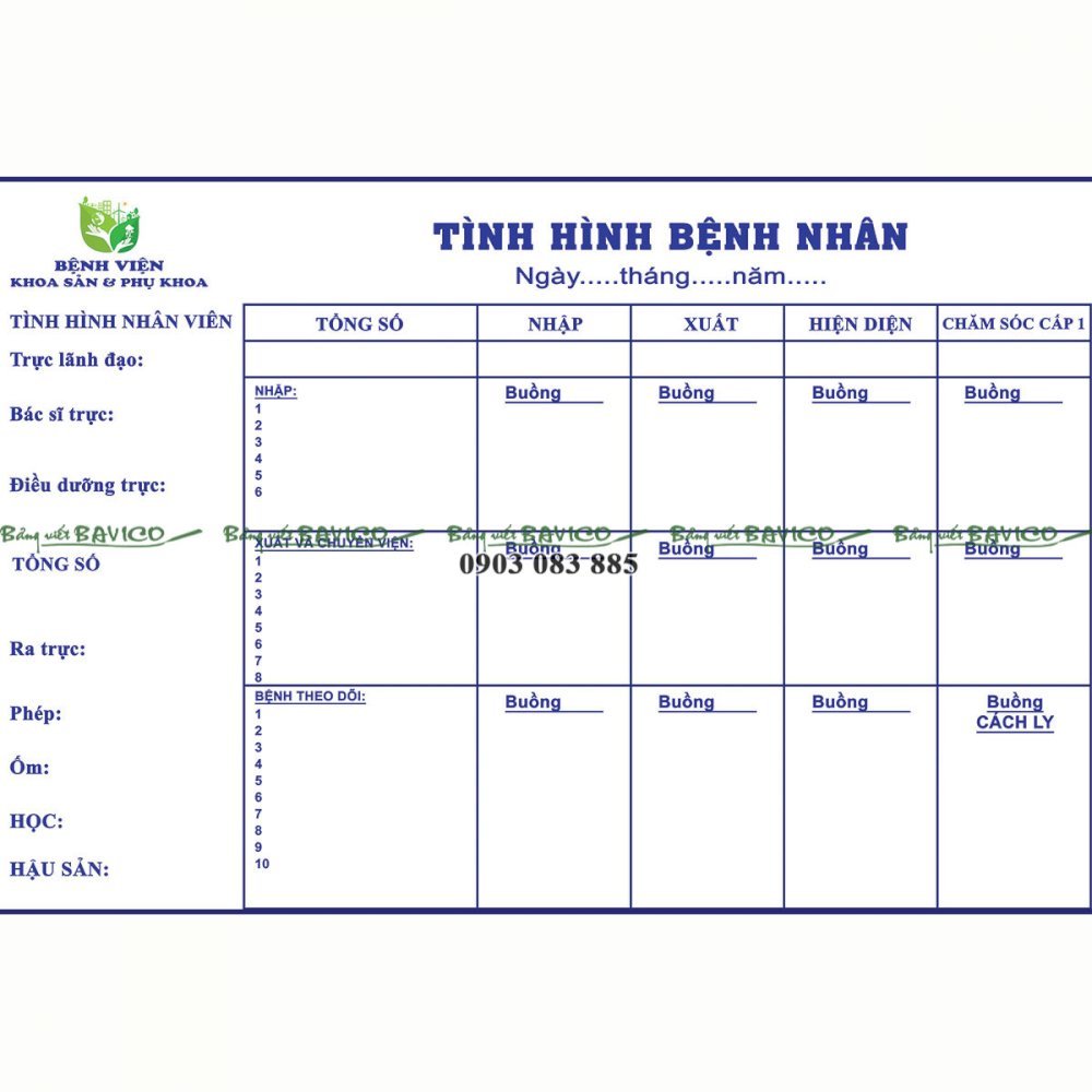 bảng bệnh viện - phòng khám - nhà thuốc in pp