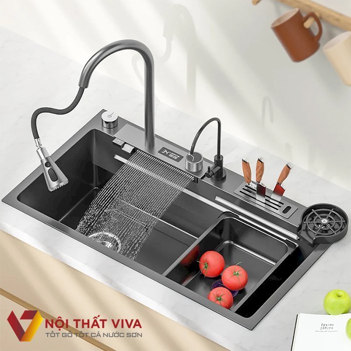 ​​​​​​​Bồn rửa chén thông minh giá rẻ, hiện đại tích hợp nhiều tính năng tiện ích.