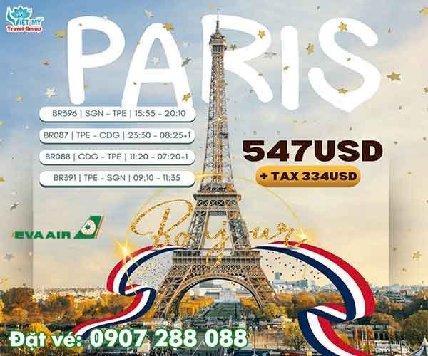 Eva Air ưu đãi vé máy bay khứ hồi đi Paris