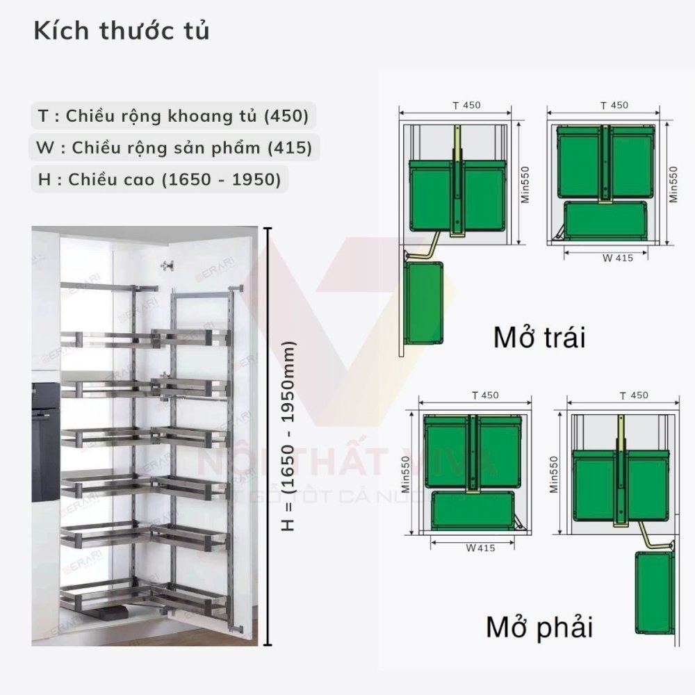 Tủ Đựng Đồ Khô Nhà Bếp Inox Dạng Hộp 6 Tầng Cánh Mở