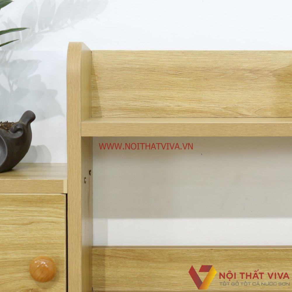 Bàn Học Gỗ MDF Chân Sắt Cách Tân 2 Tầng Màu Vàng Bền Đẹp Giá Rẻ