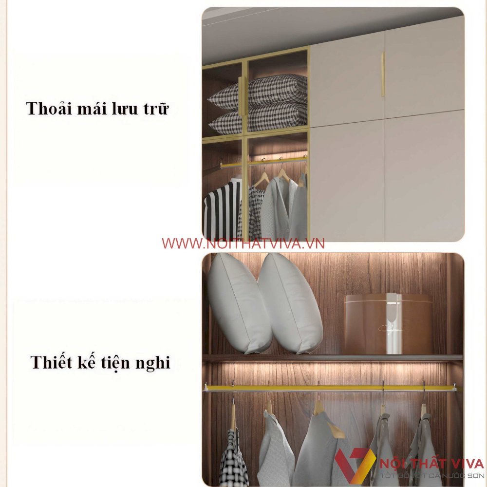 Tủ Cánh Kính Đẹp Khung Gỗ Công Nghiệp MDF Melamine Thiết Kế Hiện Đại