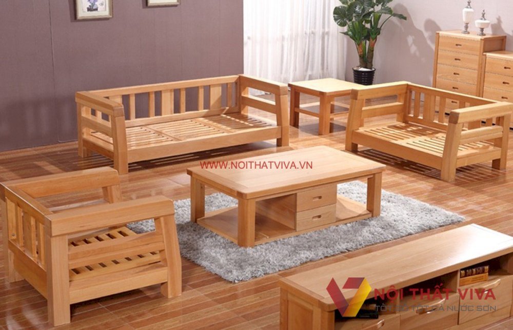 Sofa Gỗ Sồi Cao Cấp Bọc Nỉ Thiết Kế Chắc Chắn Phong Cách Trang Nhã