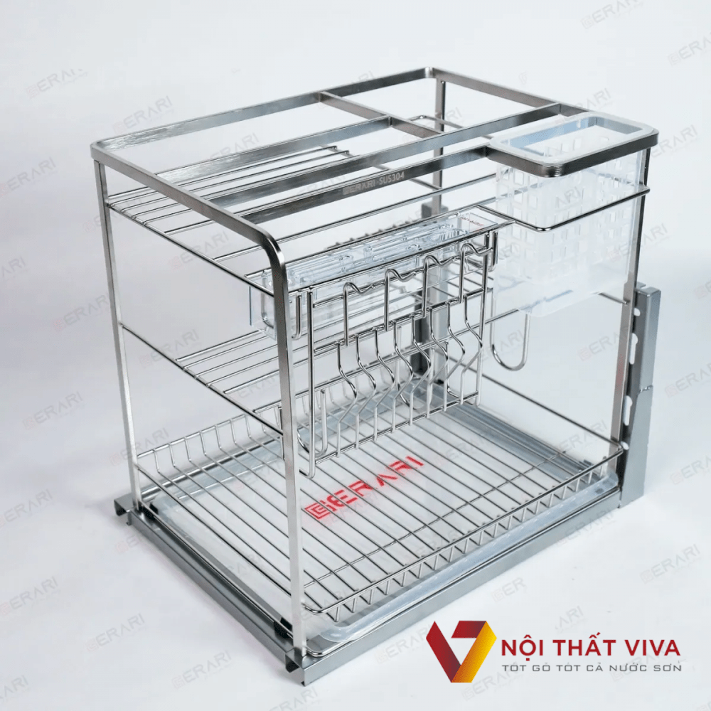 Kệ Đựng Dao Thớt Chai Lọ Gia Vị Nan Dẹt Inox Bóng Cao Cấp