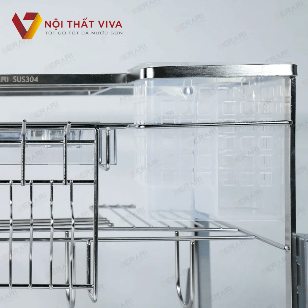 Kệ Đựng Dao Thớt Chai Lọ Gia Vị Nan Dẹt Inox Bóng Cao Cấp