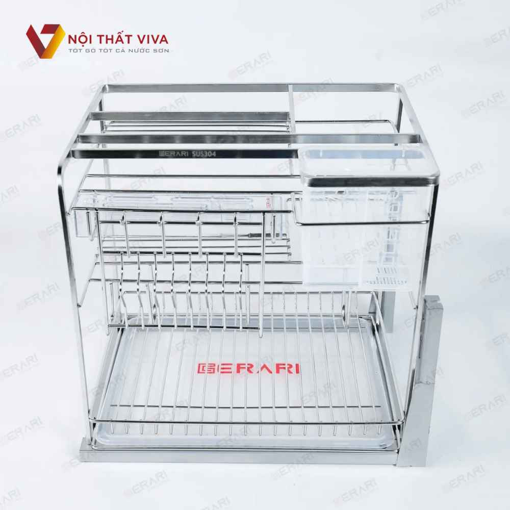 Kệ Đựng Dao Thớt Chai Lọ Gia Vị Nan Dẹt Inox Bóng Cao Cấp