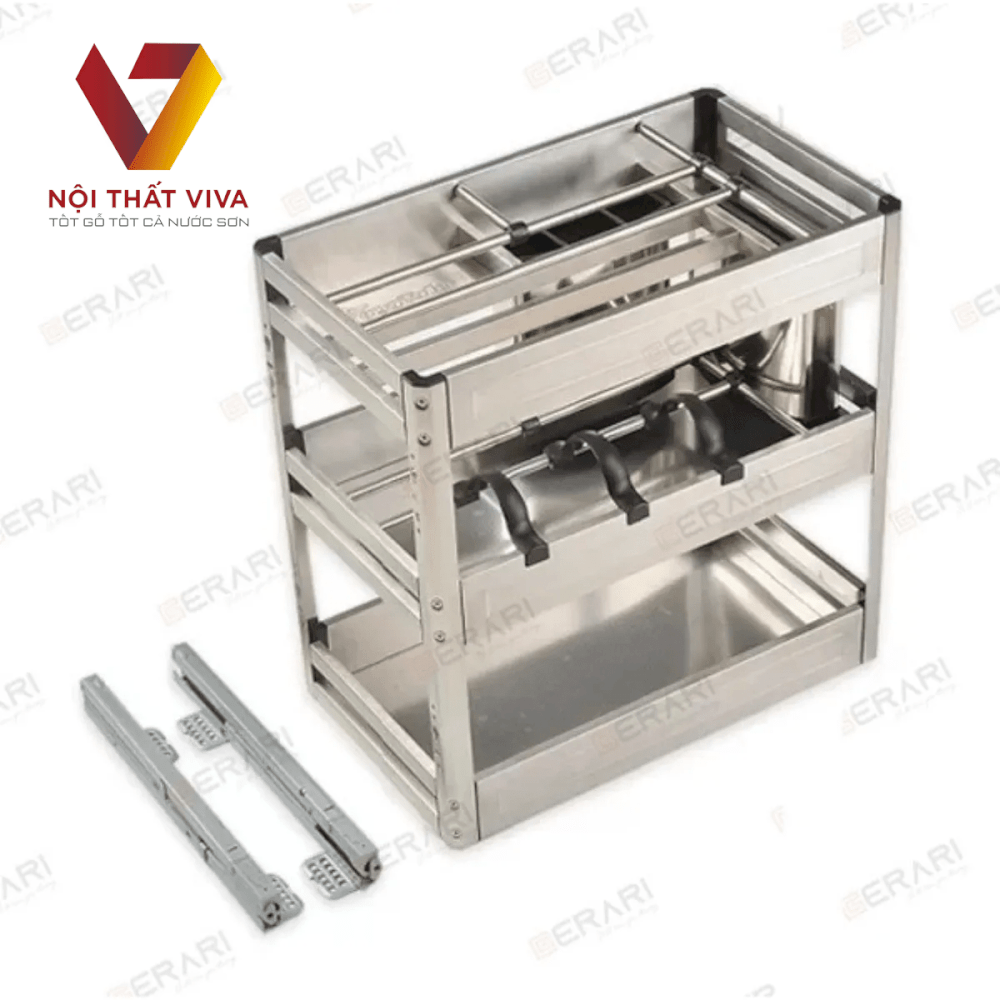 Kệ Để Dao Thớt Chai Lọ Gia Vị Inox 304 Dạng Hộp Gắn Cánh