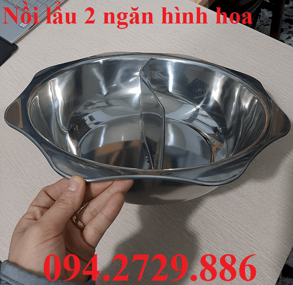 Nồi lẩu 2 ngăn hình hoa cho nhà hàng quán lẩu giá tốt