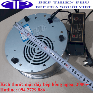 Kích thước mặt đáy bếp hồng ngoại 2000w