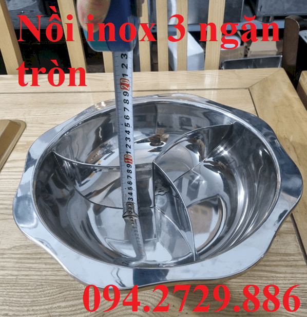 Nồi inox 3 ngăn tròn nhà hàng lẩu Haidilao Hotpot giá rẻ tại Đà Nẵng